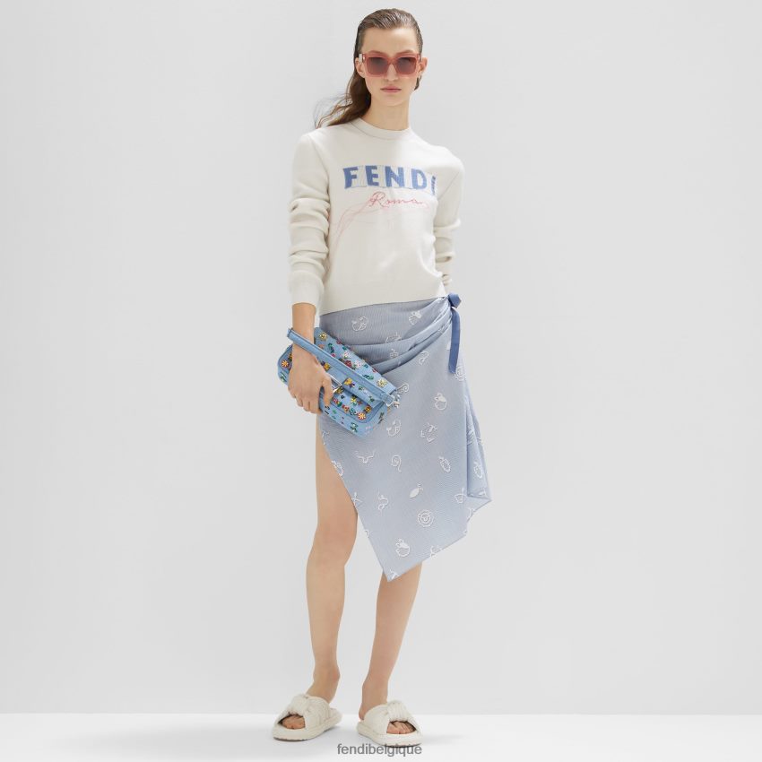vêtements Fendi jupe en coton bleu clair femmes 8X8J2J1046 Fendi Belgique