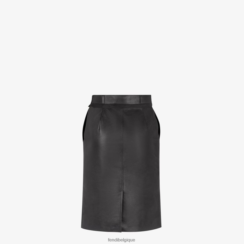 vêtements Fendi jupe en cuir noir femmes 8X8J2J926 Fendi Belgique