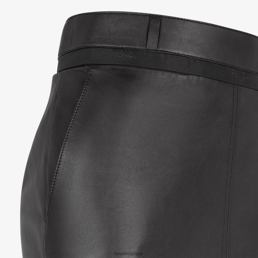 vêtements Fendi jupe en cuir noir femmes 8X8J2J926 Fendi Belgique