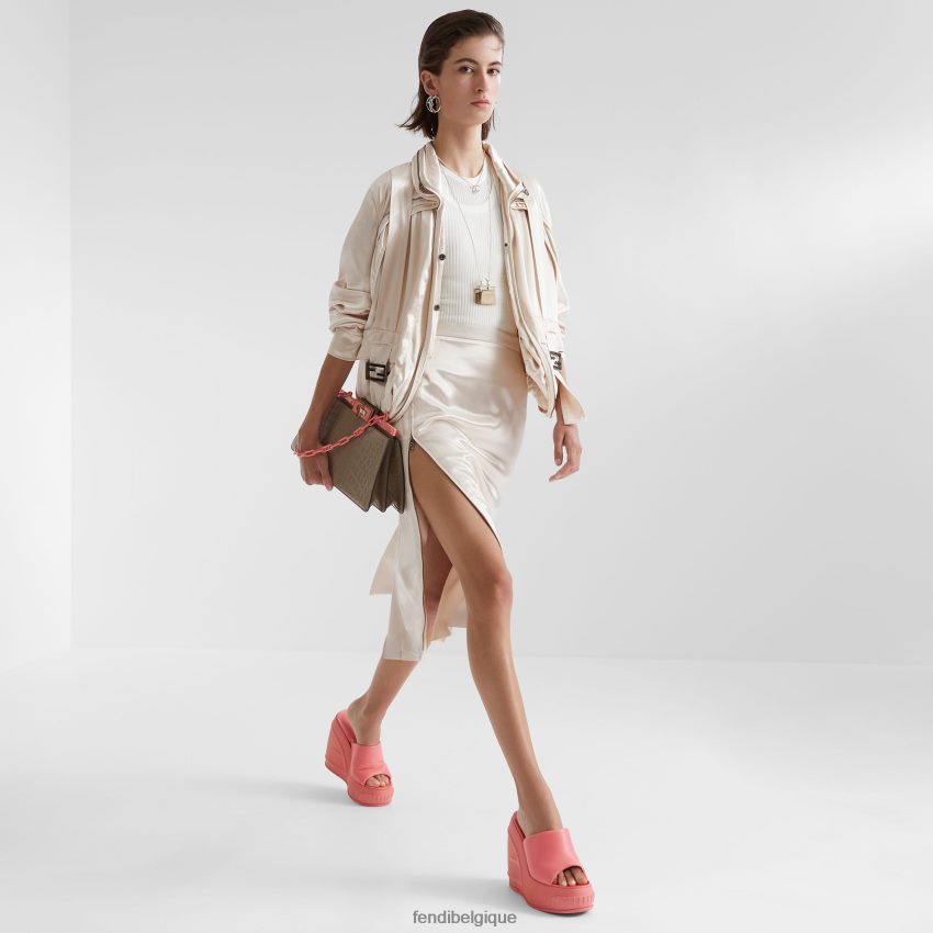 vêtements Fendi jupe en gabardine de satin et de laine beige femmes 8X8J2J1123 Fendi Sac