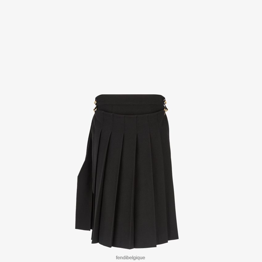 vêtements Fendi jupe en laine grain de poudre noir femmes 8X8J2J1002 Fendi Lunette De Soleil