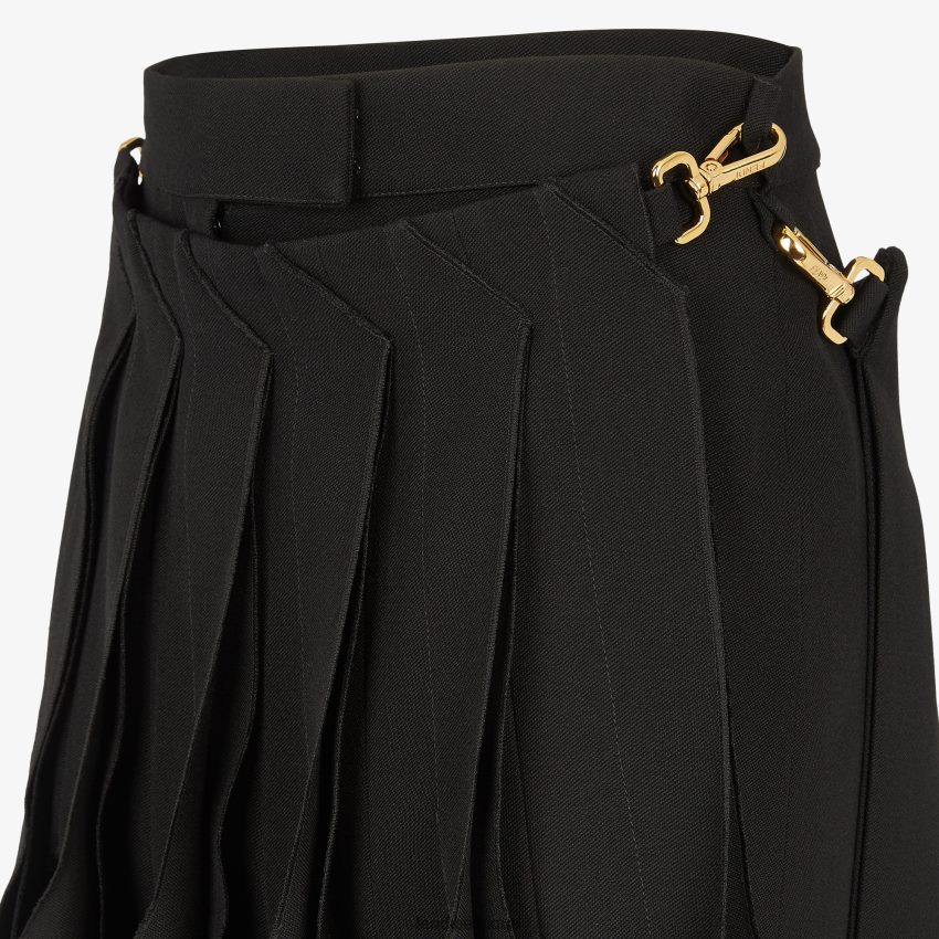 vêtements Fendi jupe en laine grain de poudre noir femmes 8X8J2J1002 Fendi Lunette De Soleil