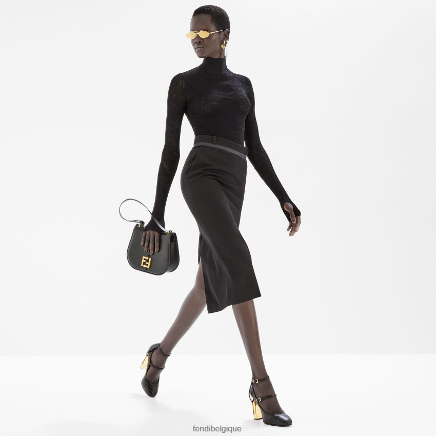 vêtements Fendi jupe en laine grain de poudre noir femmes 8X8J2J1010 Fendi Belgique
