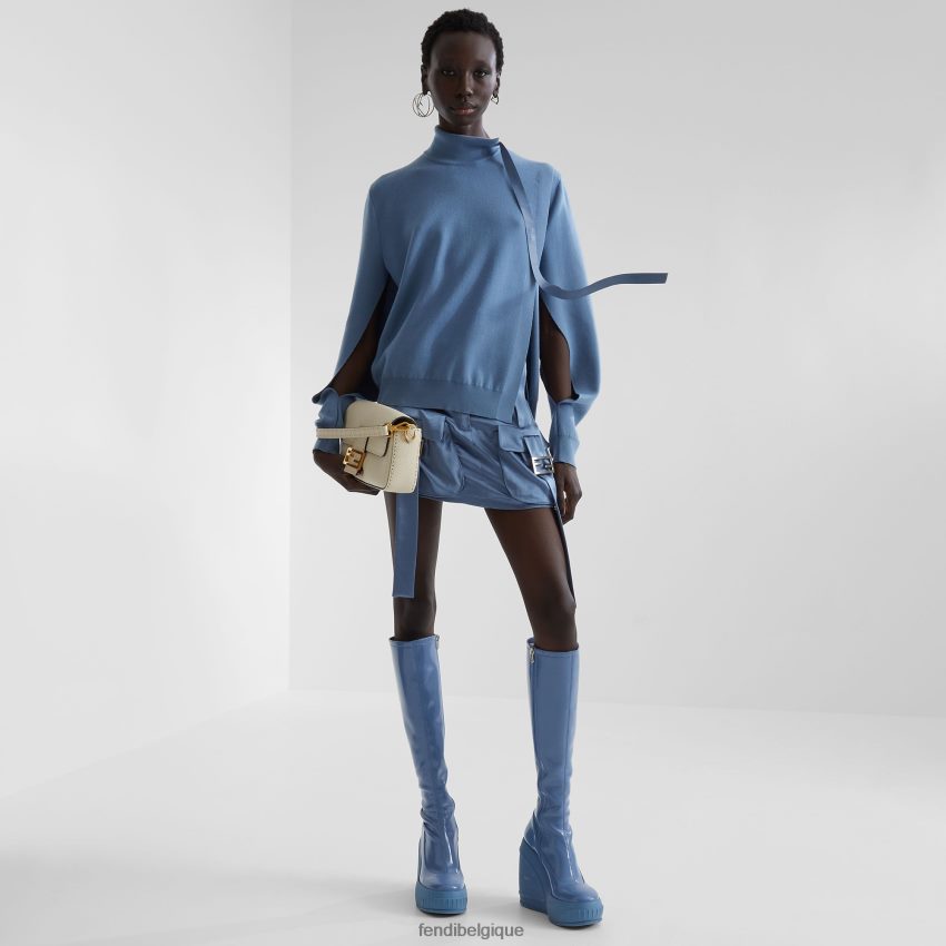 vêtements Fendi jupe en satin bleu femmes 8X8J2J1034 Fendi Belgique