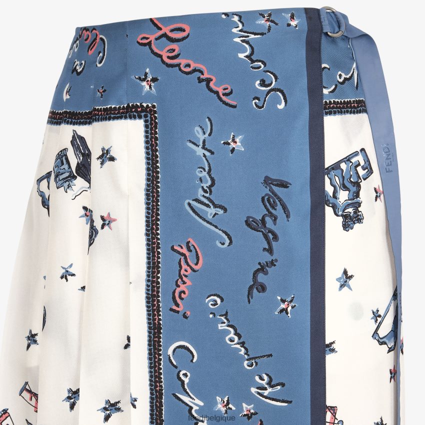 vêtements Fendi jupe en soie bleu femmes 8X8J2J983 Fendi Belgique