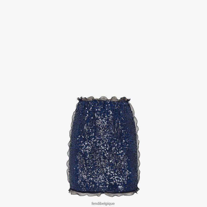vêtements Fendi mini-jupe avec broderie de sequins bleu femmes 8X8J2J1183 Fendi Sac