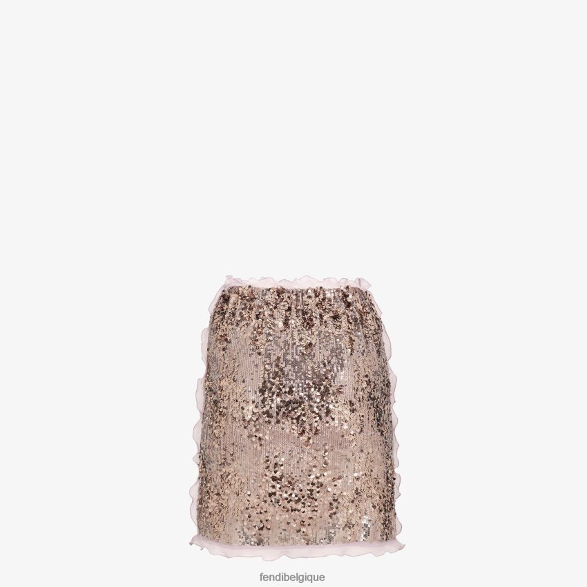 vêtements Fendi mini-jupe avec broderie de sequins lilas violet femmes 8X8J2J1193 Fendi Belgique
