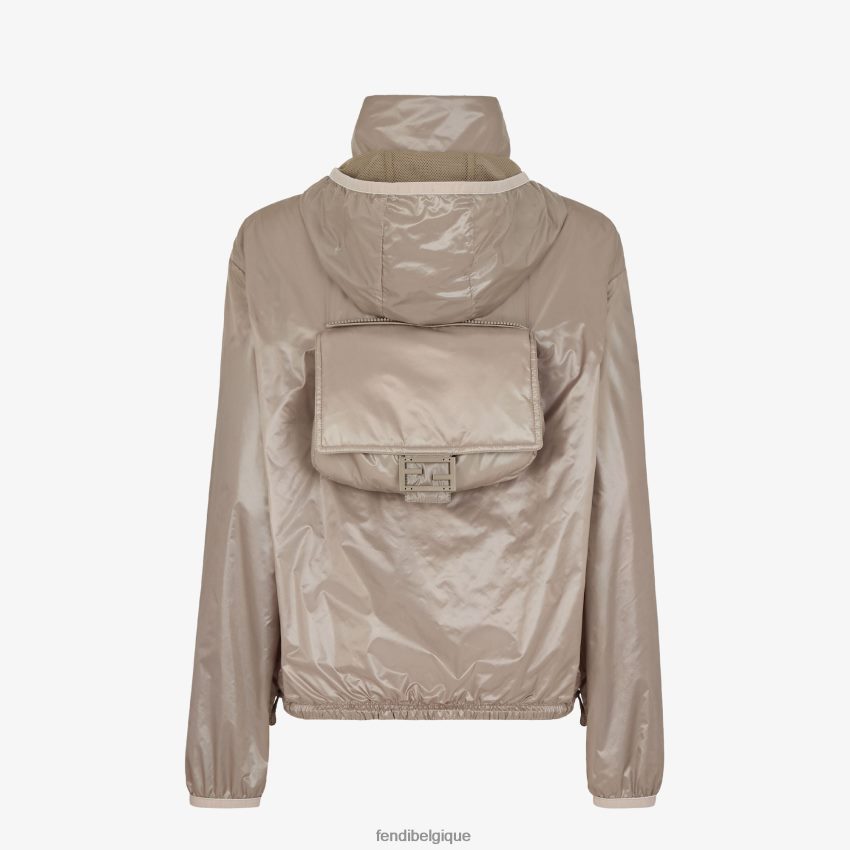 vêtements Fendi coupe-vent en nylon colombe beige femmes 8X8J2J1201 Fendi Sac