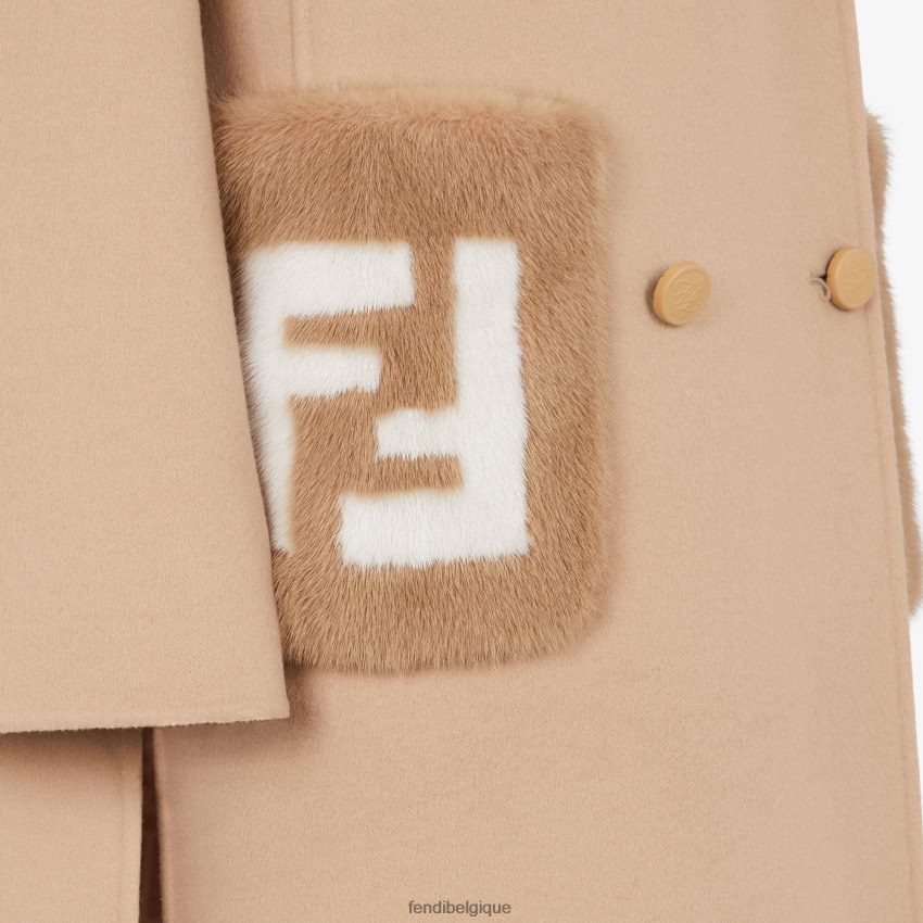 vêtements Fendi manteau en laine beige femmes 8X8J2J1226 Fendi Belgique