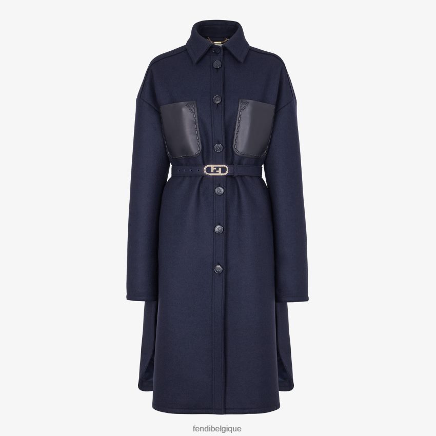 vêtements Fendi manteau en laine bleu femmes 8X8J2J1235 Fendi Belgique