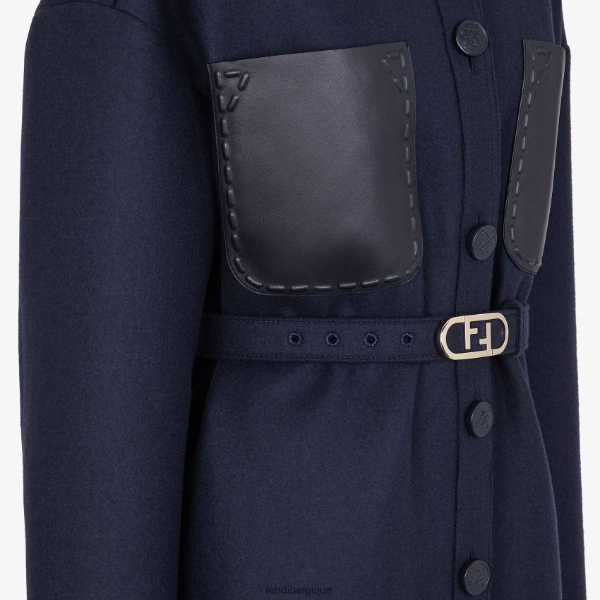 vêtements Fendi manteau en laine bleu femmes 8X8J2J1235 Fendi Belgique