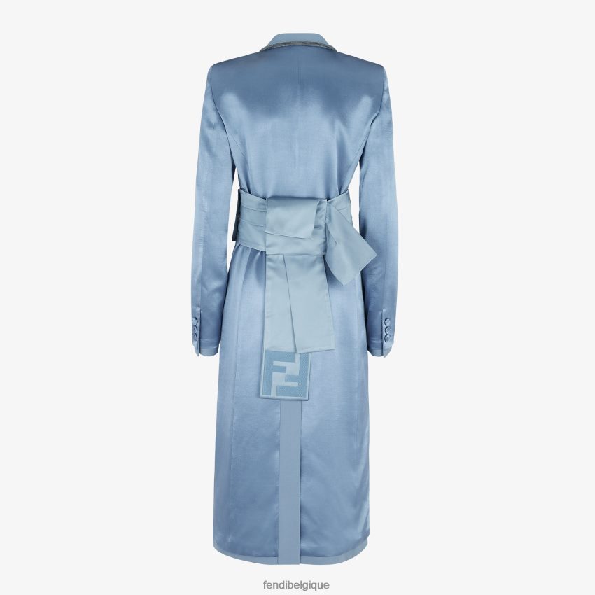vêtements Fendi pardessus en gabardine de satin et de laine bleu femmes 8X8J2J1124 Fendi Belgique