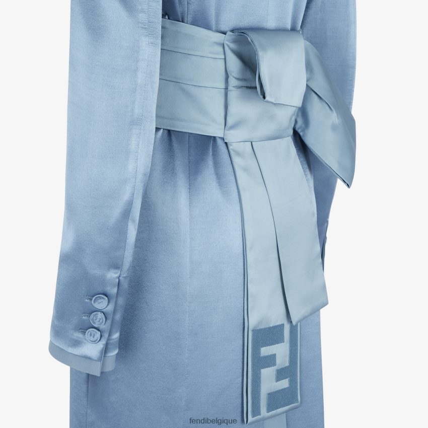 vêtements Fendi pardessus en gabardine de satin et de laine bleu femmes 8X8J2J1124 Fendi Belgique