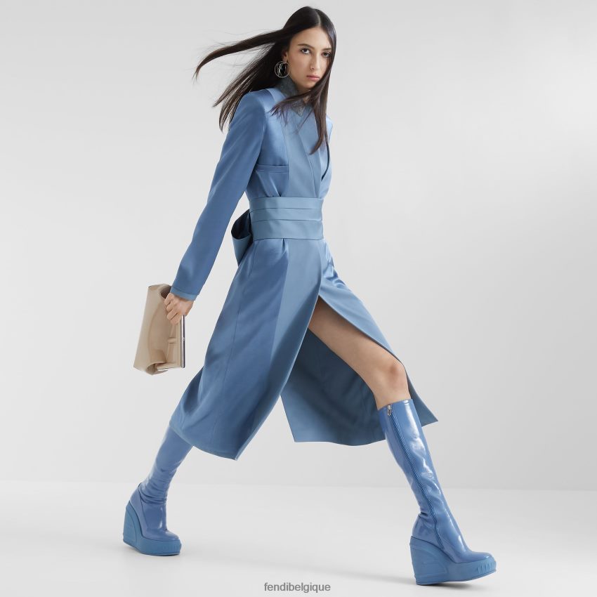 vêtements Fendi pardessus en gabardine de satin et de laine bleu femmes 8X8J2J1124 Fendi Belgique