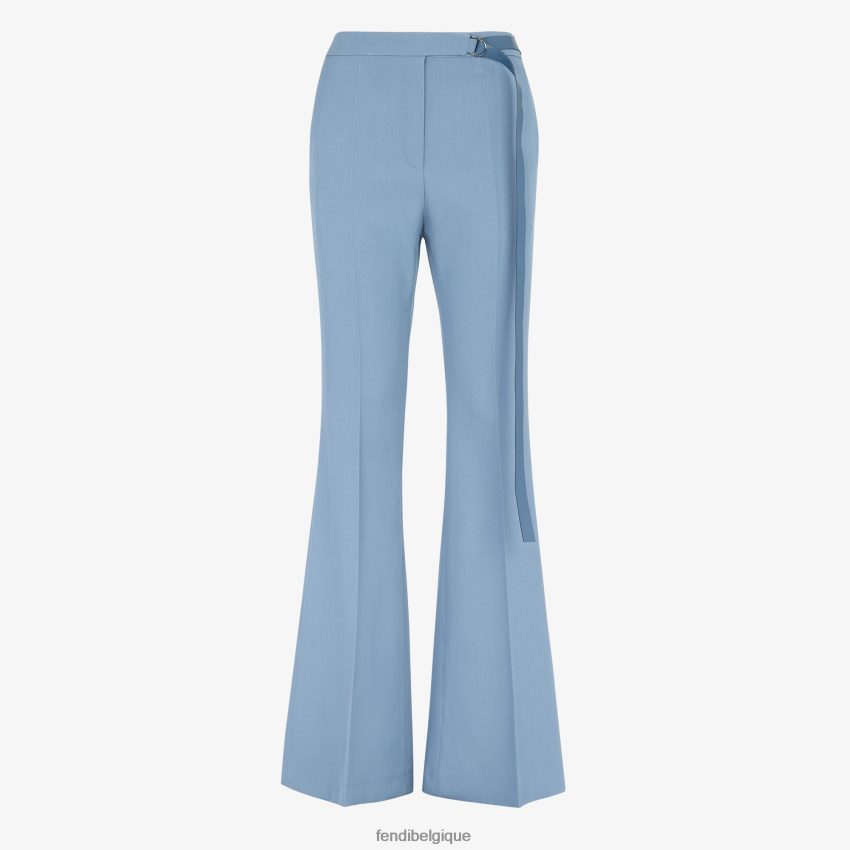 vêtements Fendi pantalon en gabardine de laine bleu femmes 8X8J2J1148 Fendi Belgique
