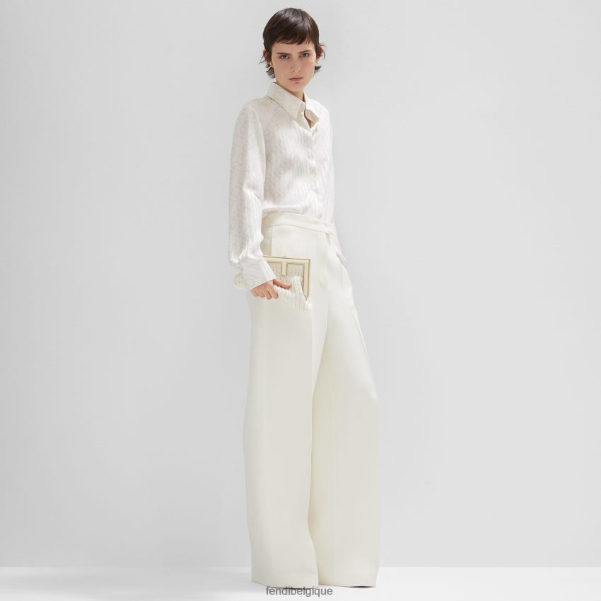 vêtements Fendi pantalon en laine et soie blanc femmes 8X8J2J963 Fendi Lunette De Soleil