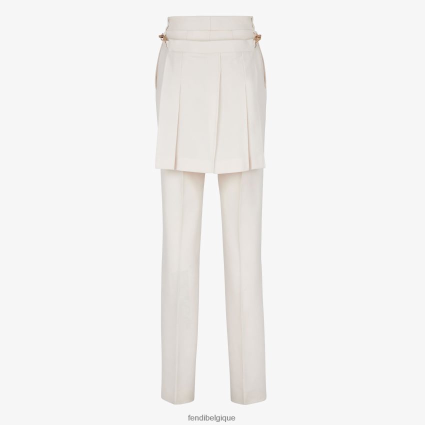 vêtements Fendi pantalon en laine grain de poudre blanc femmes 8X8J2J948 Fendi Lunette De Soleil