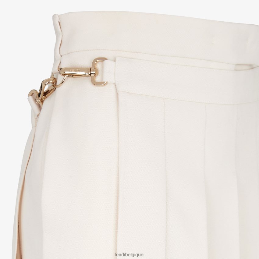 vêtements Fendi pantalon en laine grain de poudre blanc femmes 8X8J2J948 Fendi Lunette De Soleil