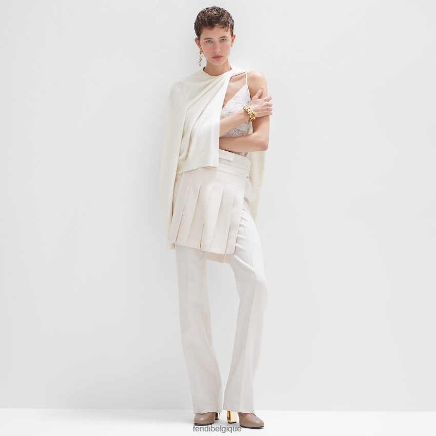 vêtements Fendi pantalon en laine grain de poudre blanc femmes 8X8J2J948 Fendi Lunette De Soleil