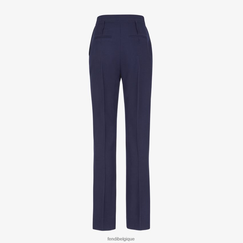 vêtements Fendi pantalon en laine grain de poudre bleu femmes 8X8J2J1204 Fendi Sac