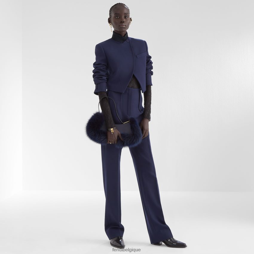 vêtements Fendi pantalon en laine grain de poudre bleu femmes 8X8J2J1204 Fendi Sac