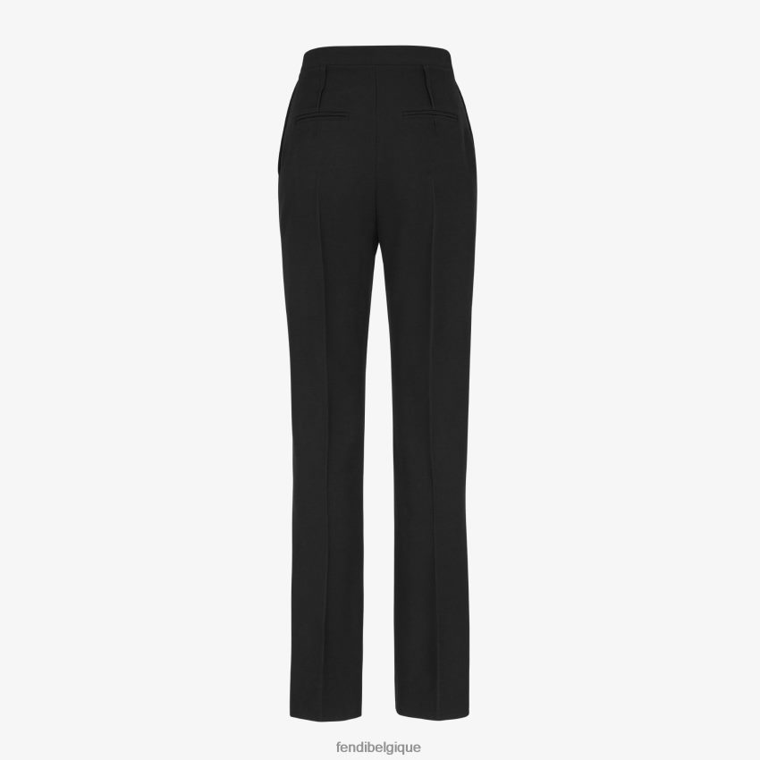 vêtements Fendi pantalon en laine grain de poudre noir femmes 8X8J2J1211 Fendi Belgique