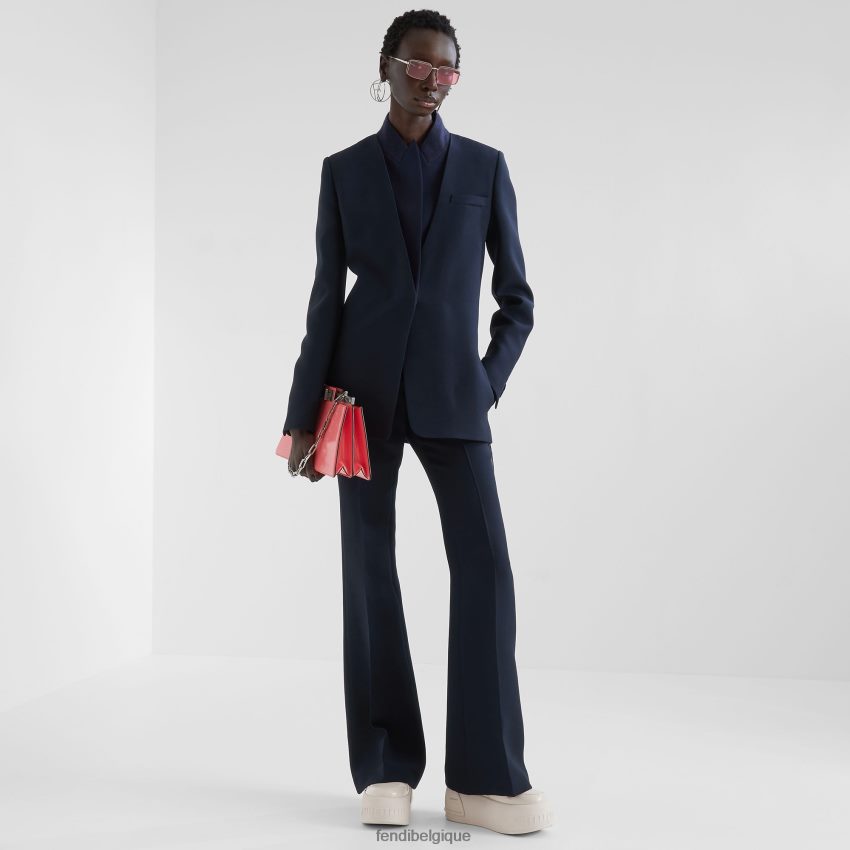 vêtements Fendi pantalon en soie et laine bleu femmes 8X8J2J1154 Fendi Belgique