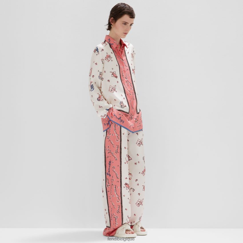 vêtements Fendi pantalon en soie rose femmes 8X8J2J1038 Fendi Lunette De Soleil