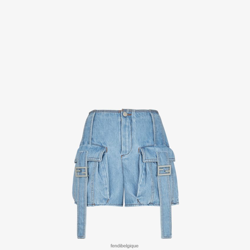 vêtements Fendi short en jean bleu femmes 8X8J2J939 Fendi Lunette De Soleil