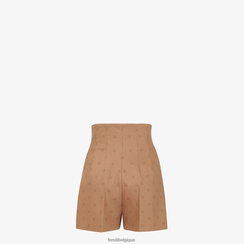 vêtements Fendi short en laine de chameau beige femmes 8X8J2J1130 Fendi Belgique