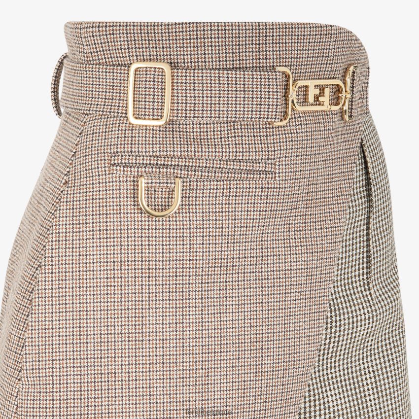 vêtements Fendi short en laine à motif pied-de-poule beige femmes 8X8J2J1225 Fendi Sac