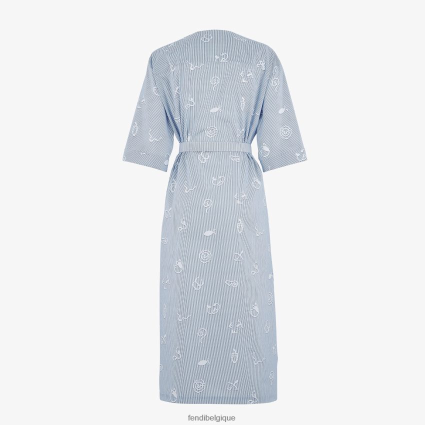 vêtements Fendi robe-chemise en coton bleu femmes 8X8J2J1044 Fendi Lunette De Soleil