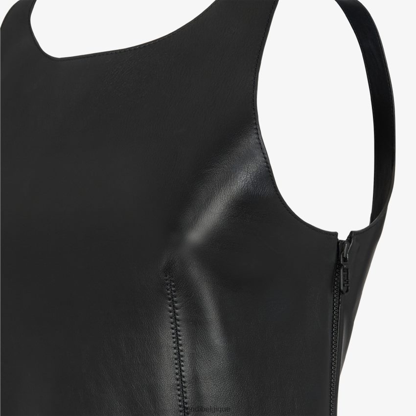 vêtements Fendi robe en cuir noir femmes 8X8J2J943 Fendi Sac