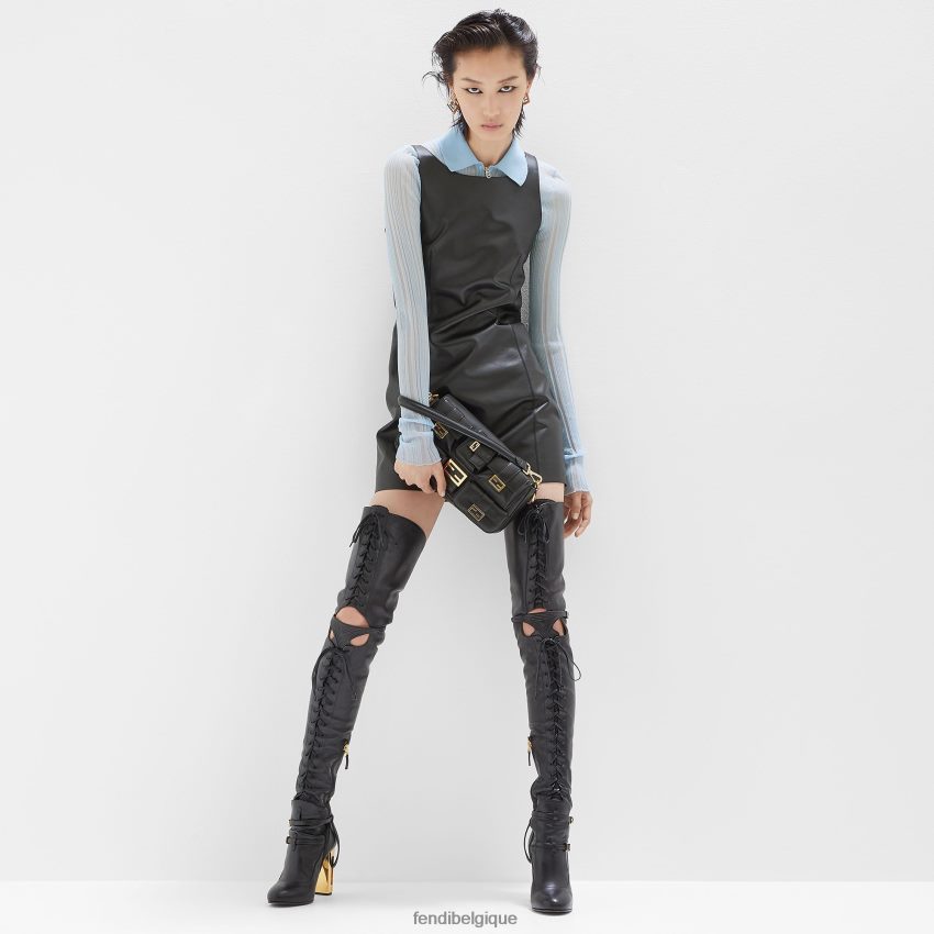 vêtements Fendi robe en cuir noir femmes 8X8J2J943 Fendi Sac