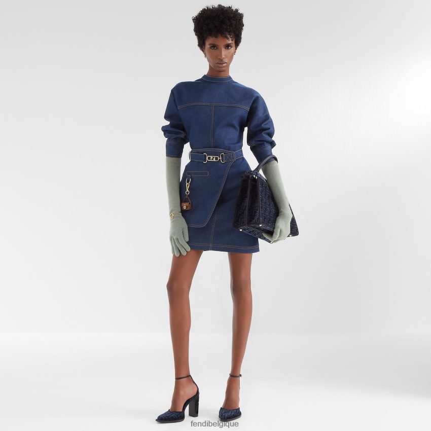 vêtements Fendi robe en jean bleu femmes 8X8J2J1197 Fendi Lunette De Soleil