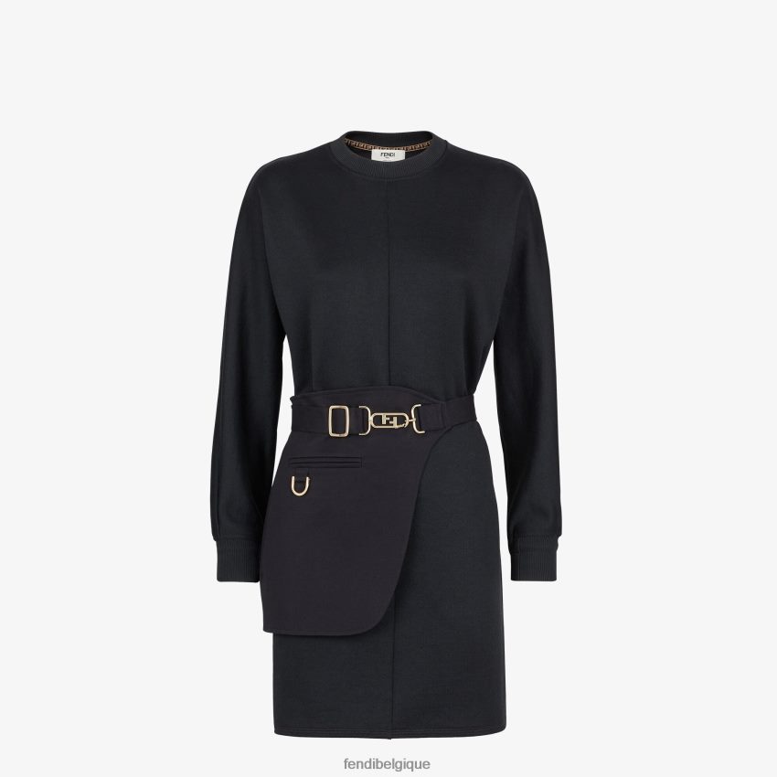 vêtements Fendi robe en jersey noir femmes 8X8J2J1222 Fendi Sac
