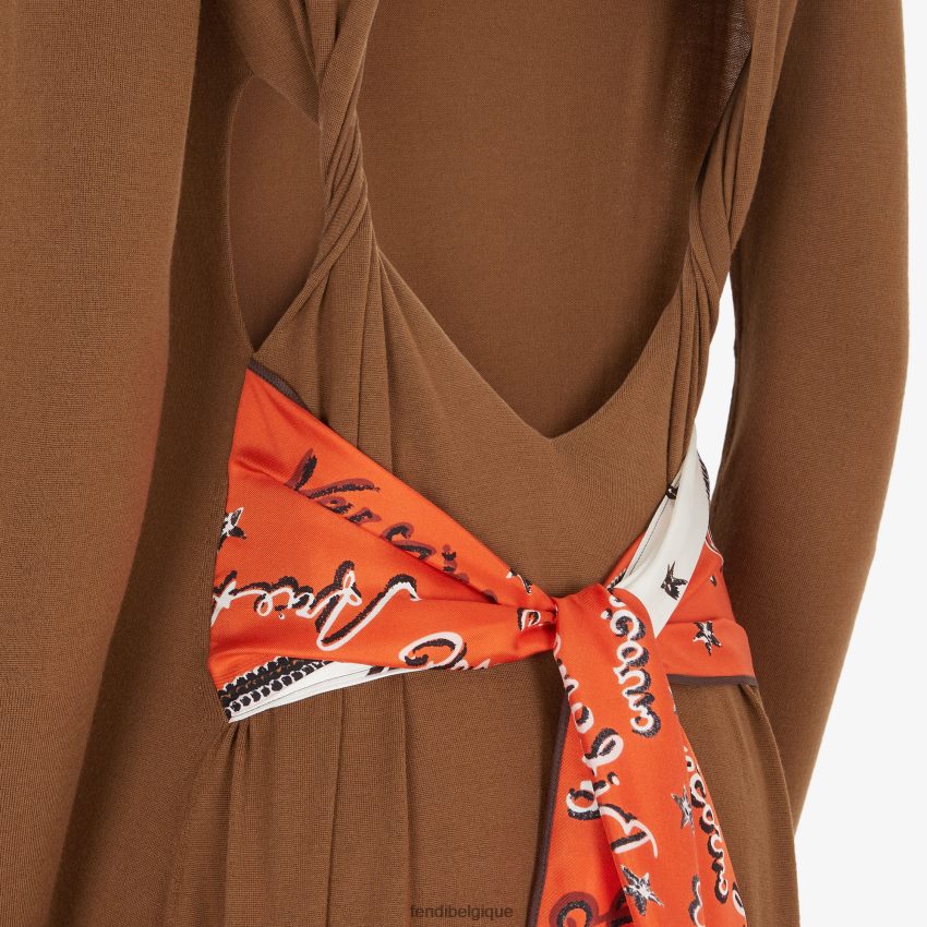 vêtements Fendi robe en laine brun femmes 8X8J2J1249 Fendi Sac