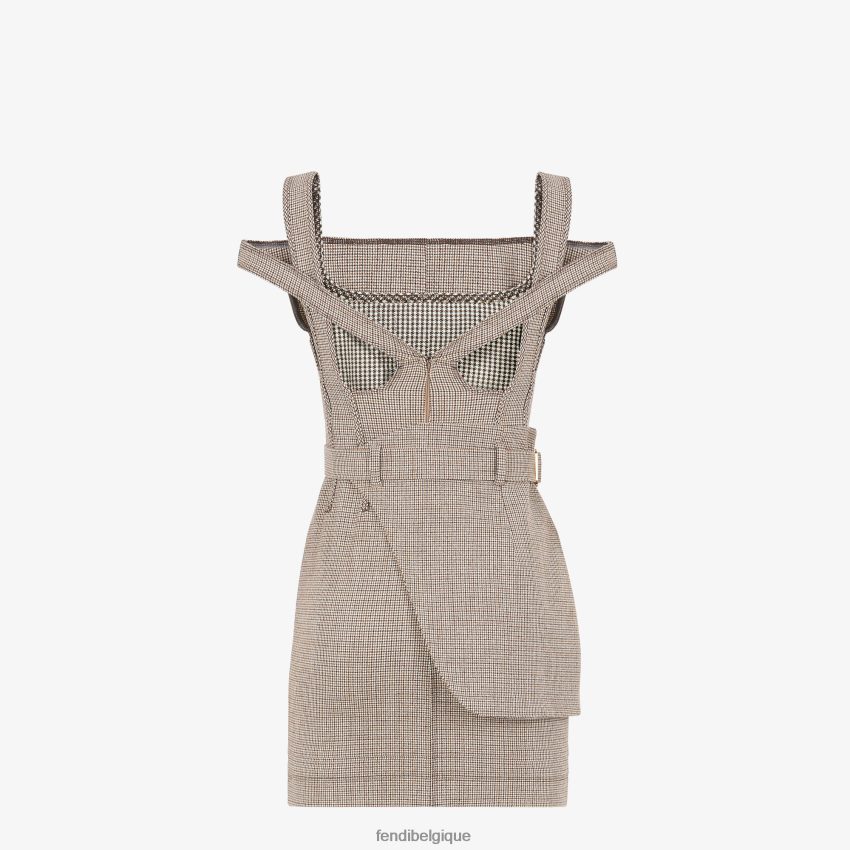 vêtements Fendi robe en laine à motif pied-de-poule beige femmes 8X8J2J1223 Fendi Belgique