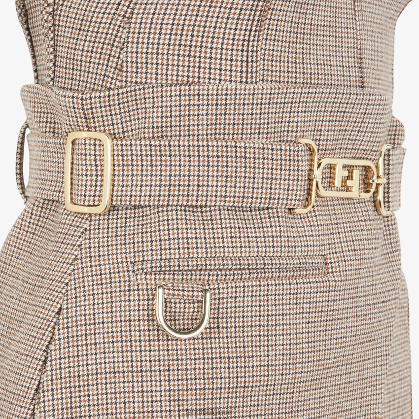 vêtements Fendi robe en laine à motif pied-de-poule beige femmes 8X8J2J1223 Fendi Belgique