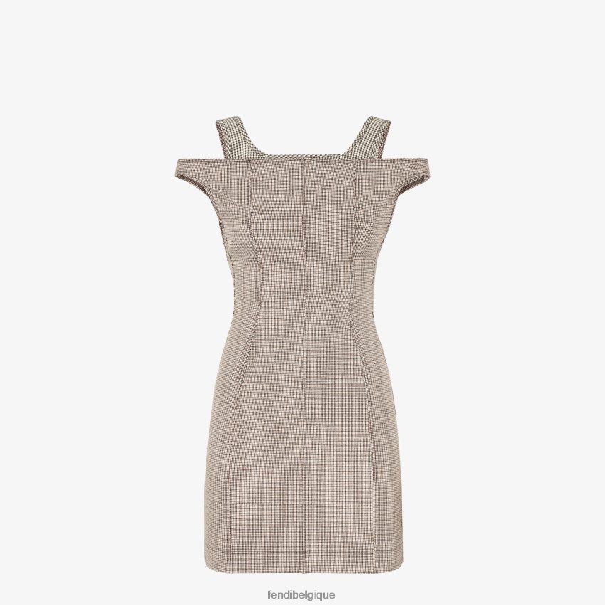 vêtements Fendi robe en laine à motif pied-de-poule beige femmes 8X8J2J1223 Fendi Belgique