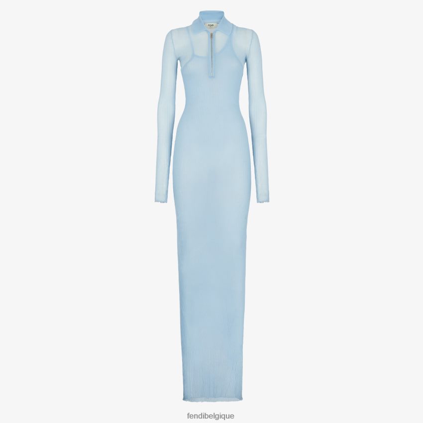 vêtements Fendi robe en maille de soie bleu clair femmes 8X8J2J944 Fendi Belgique