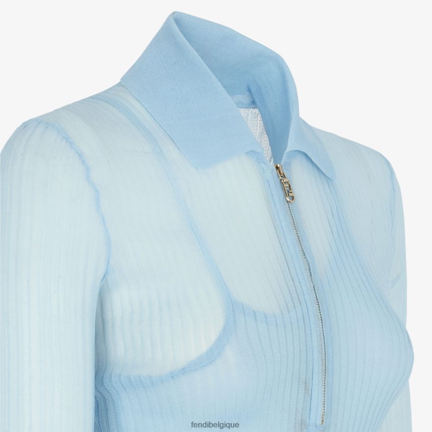 vêtements Fendi robe en maille de soie bleu clair femmes 8X8J2J944 Fendi Belgique