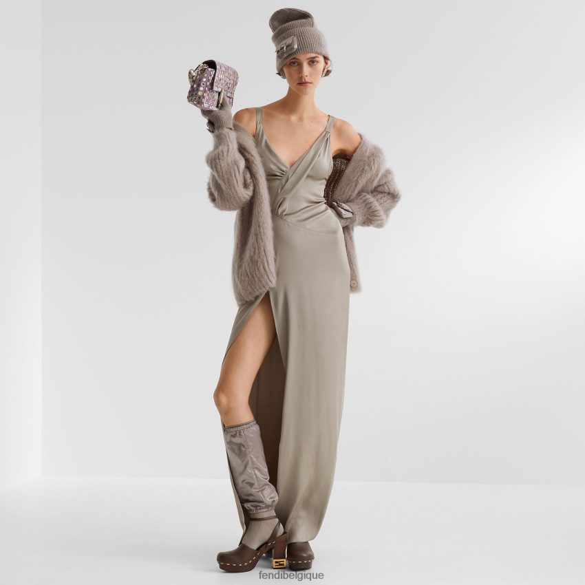 vêtements Fendi robe en satin tourterelle beige femmes 8X8J2J1194 Fendi Lunette De Soleil