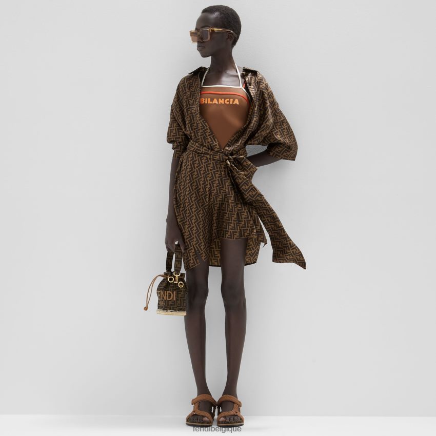 vêtements Fendi robe en sergé brun femmes 8X8J2J976 Fendi Sac