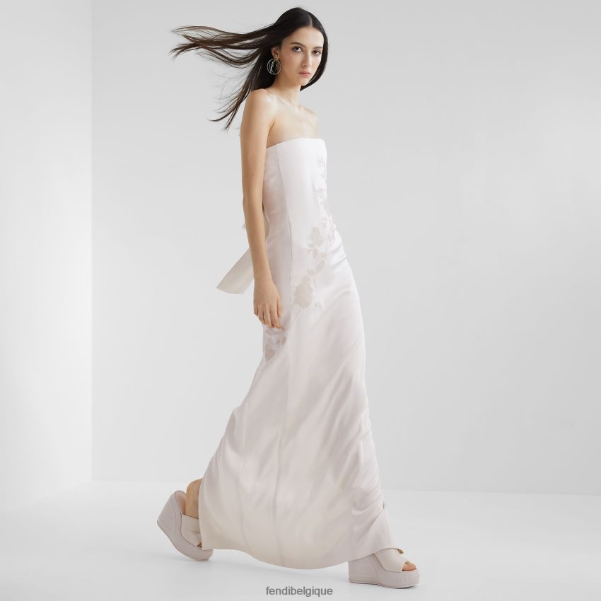 vêtements Fendi robe en soie beige femmes 8X8J2J1135 Fendi Sac