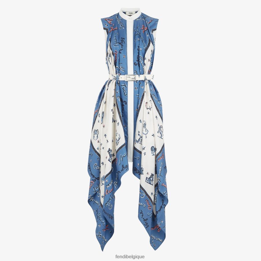 vêtements Fendi robe en soie bleu femmes 8X8J2J1039 Fendi Sac
