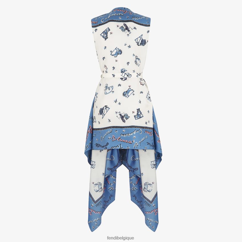 vêtements Fendi robe en soie bleu femmes 8X8J2J1039 Fendi Sac