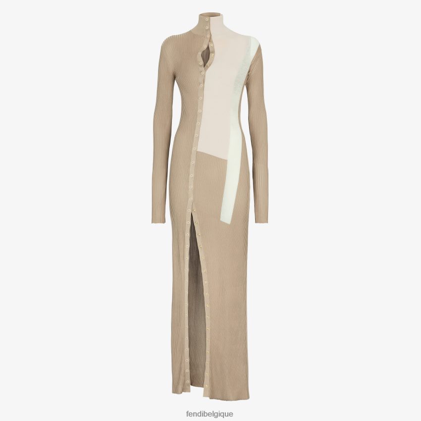 vêtements Fendi robe en soie et viscose beige femmes 8X8J2J953 Fendi Belgique
