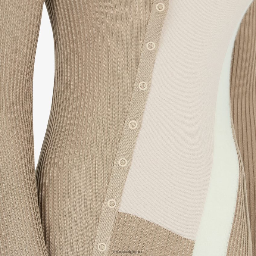vêtements Fendi robe en soie et viscose beige femmes 8X8J2J953 Fendi Belgique
