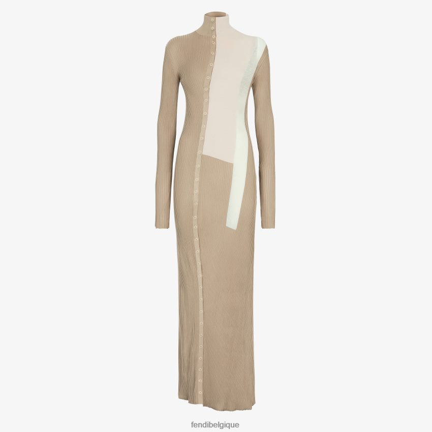 vêtements Fendi robe en soie et viscose beige femmes 8X8J2J953 Fendi Belgique